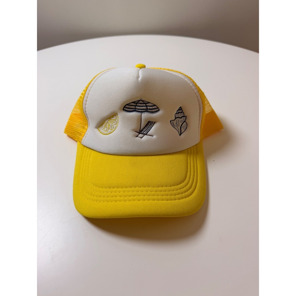 Unbranded Trucker Hat Women OSFA Yellow‎ Excellent Embroidered Beach Mesh Cap
